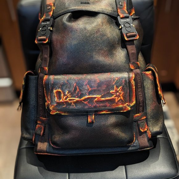NWT AUTH HIT THE ROAD MENS BACKPACK CACTUS JACK X DIOR LEATHER LARGE DEADSTOCK - Picture 2 of 16
